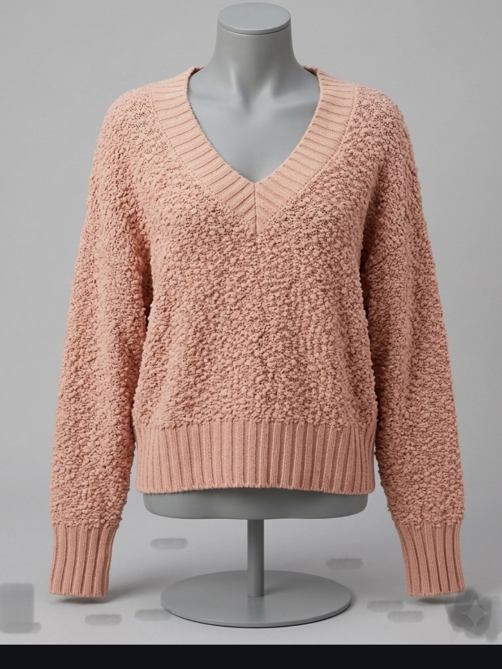 Textured V-Neck Sweater in Blush Pink